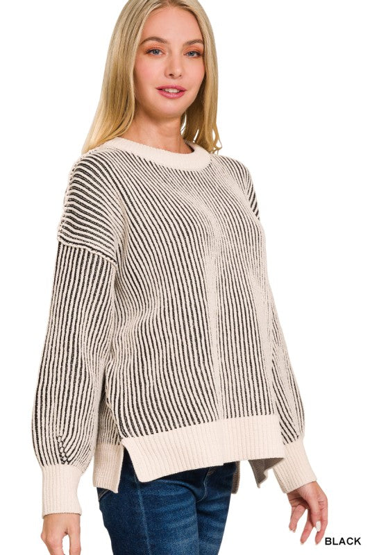 Two Tone Crewneck Sweater