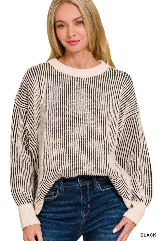 Two Tone Crewneck Sweater